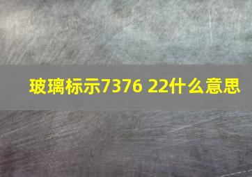 玻璃标示7376 22什么意思